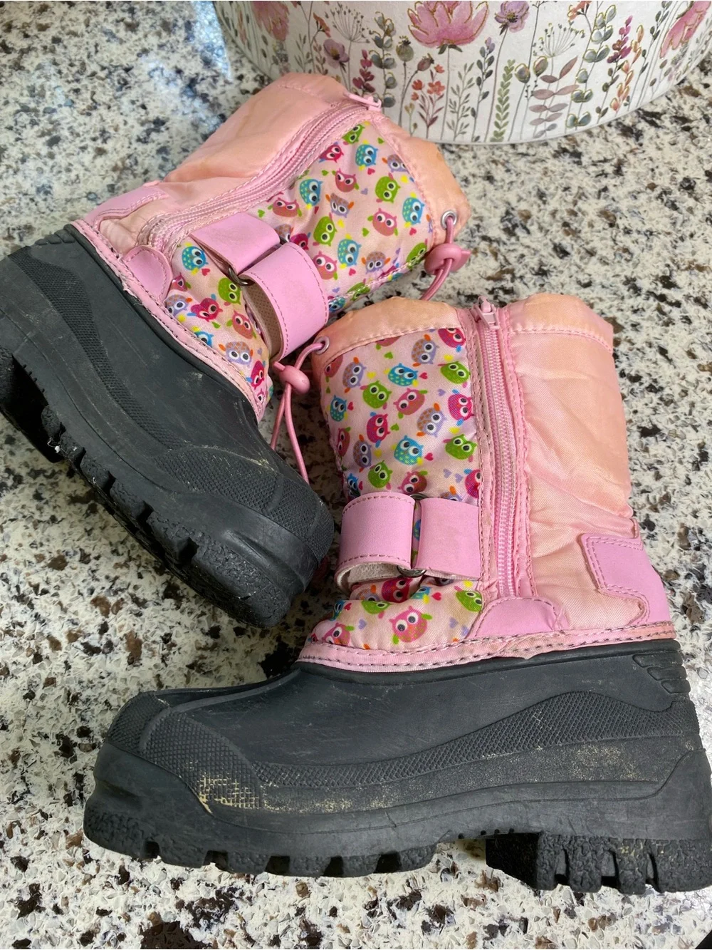 KAMIK Dream Pairs Insulated Winter Snow Boots Pink Owls 10